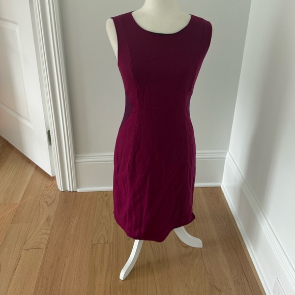 Elie Tahari Sleeveless Wine Midi Dress size 2 Elie Tahari Burgundy Colorblock - Picture 3 of 12